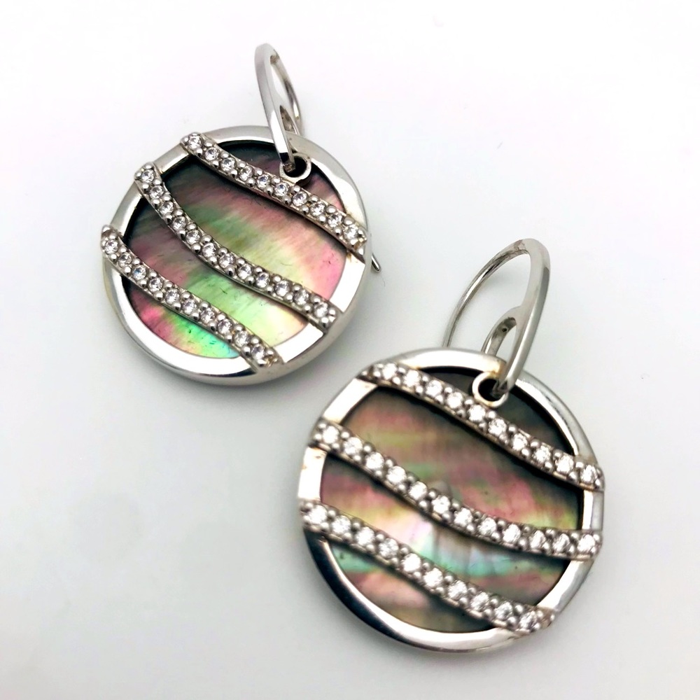 Sterling Silver “Di Donna” Abalone & CZ Earrings